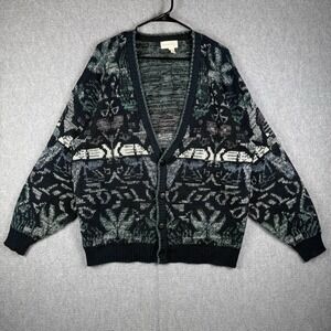 Chapel Hill Sweater Men's Size XL Multicolor Acrylic Cardigan Geometric Korea